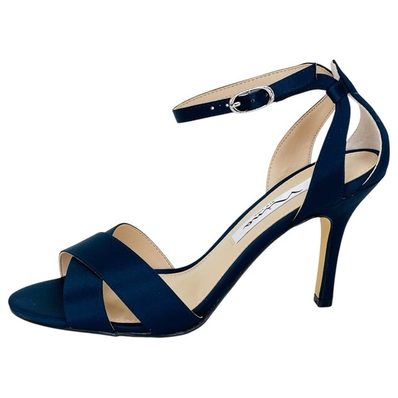 Nina Venus Navy Satin Womens Heels Size 6.5M - Picture 3 of 13